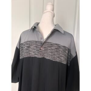 Under Armour 2XL HeatGear Polo Shirt Gray Black Loose Fit - NWOT